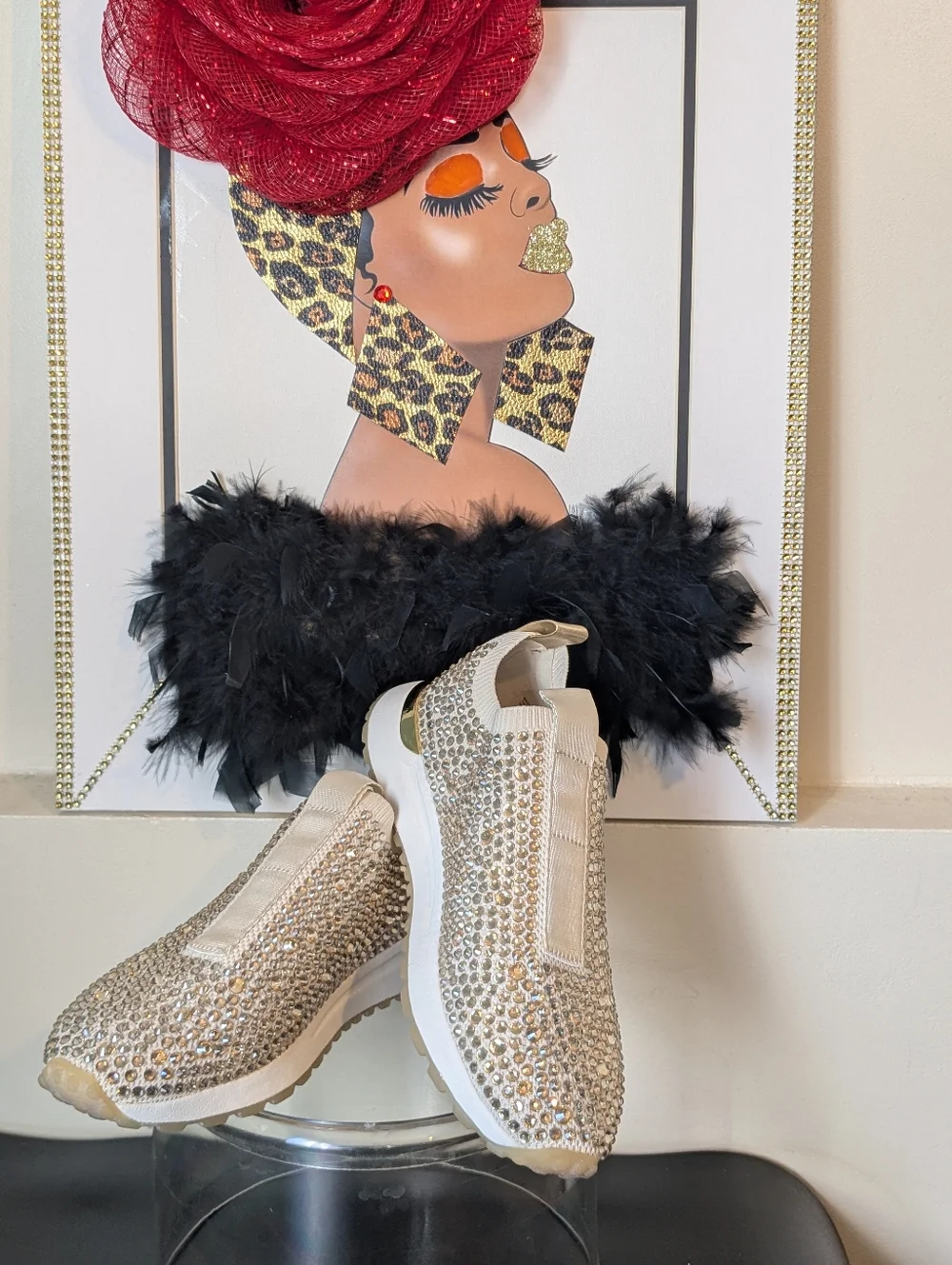 Michael Kors Gold Cream Blingy Rhinestone Sneakers